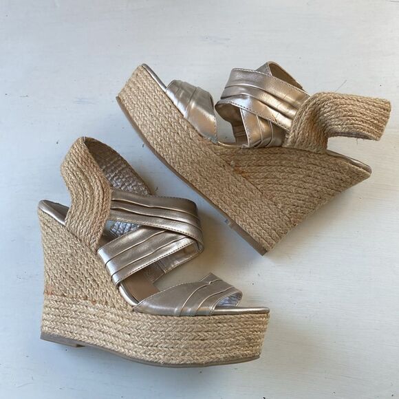 Mix No. 6 | Mix No. 6 Chanel-Mix Metallic Espadrille Wedge Size 6.5M - Picture 7 of 14